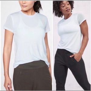 Athleta Cloudlight Hybrid Tee Mesh Ethereal Blue